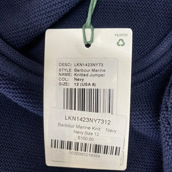 Barbour Women’s Marine Relaxed Fit Cotton Sweater Size 8 (M) Navy Blue - Picture 14 of 14